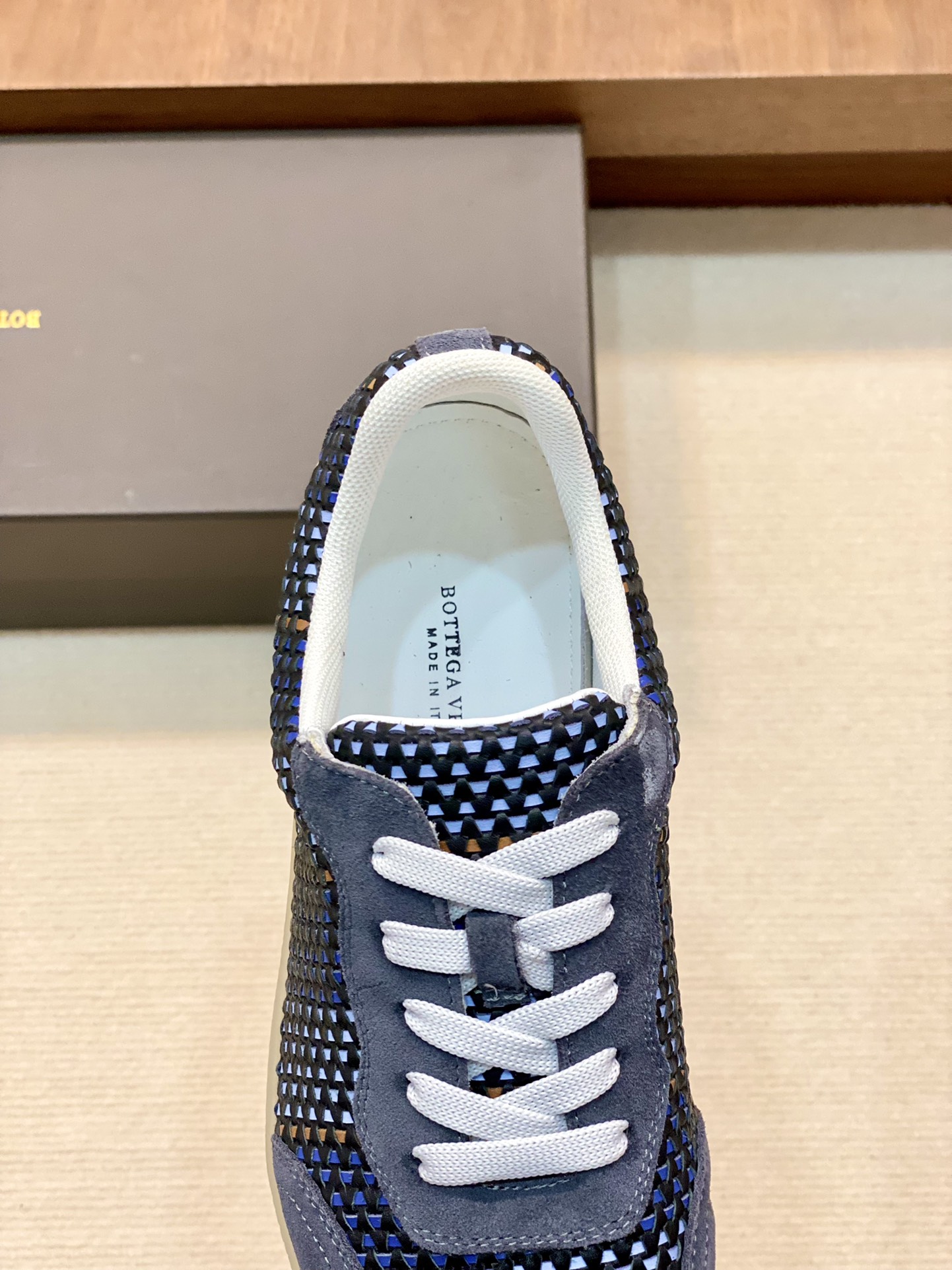 Bottega Veneta Men's Knit Sneakers Blue For Men - Soul Replicas