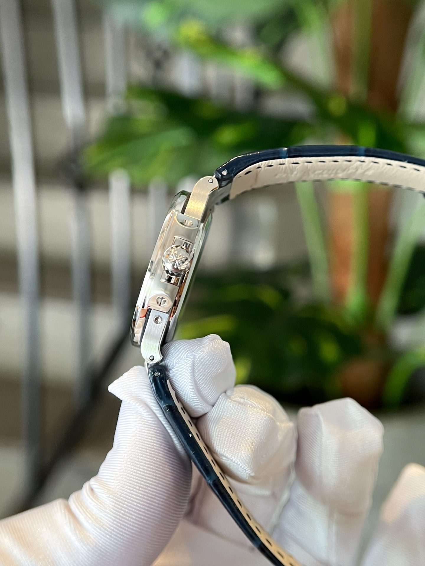 Patek Philippe Replica Watch Nautilus 5724 Custom Moissanite Diamonds Leather Strap 40mm - Soul Replicas