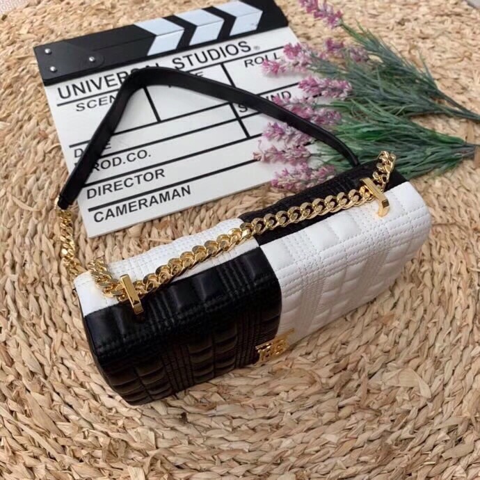 Burberry Horseferry Print Quilted Small Lola Bag Monogram Black And White For Women. Women-s Bags 9in/23cm - Soul Replicas