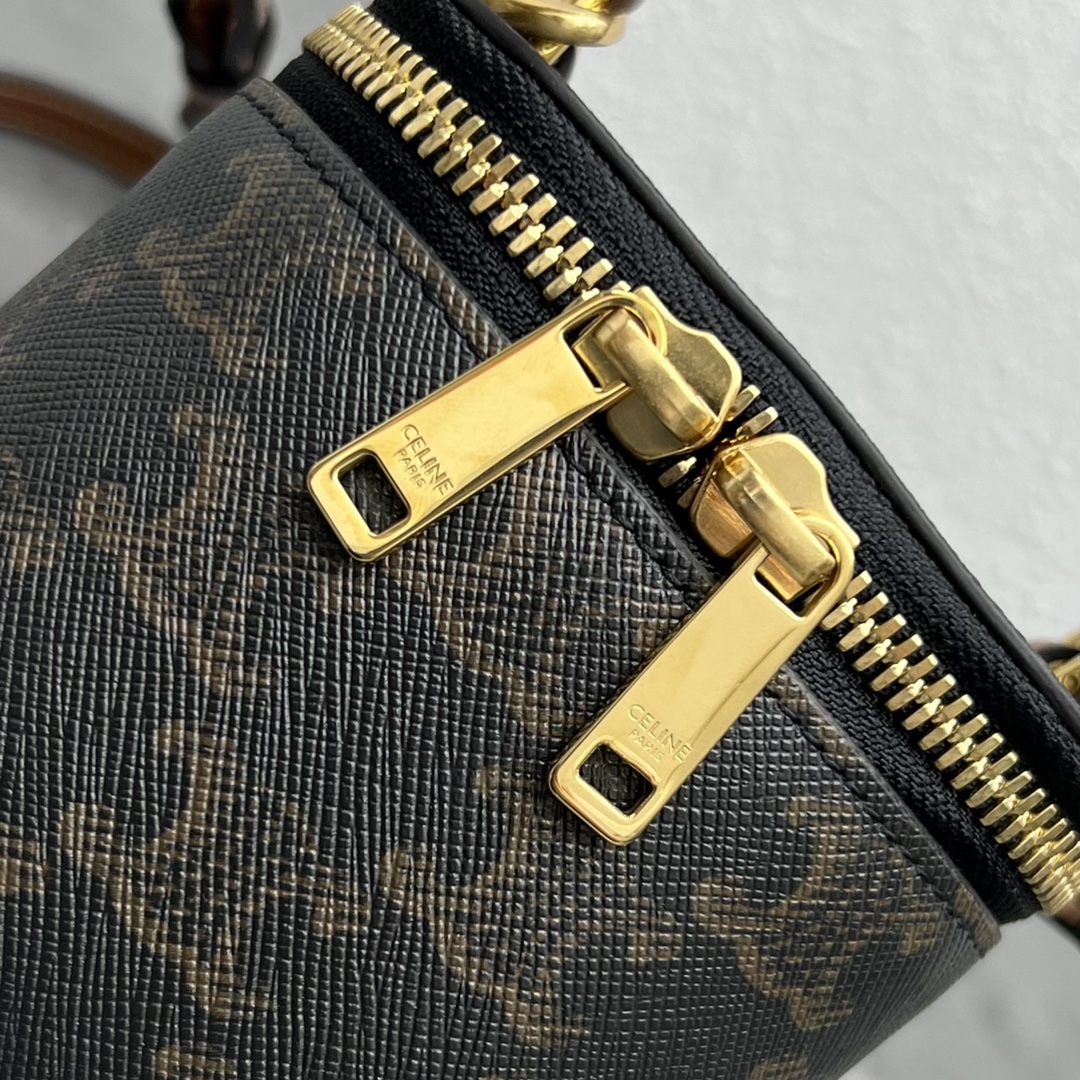 Celine Mini Vanity Case In Triomphe Canvas Tan For Women 4in/9cm 10J762CZ1.04LU - Soul Replicas