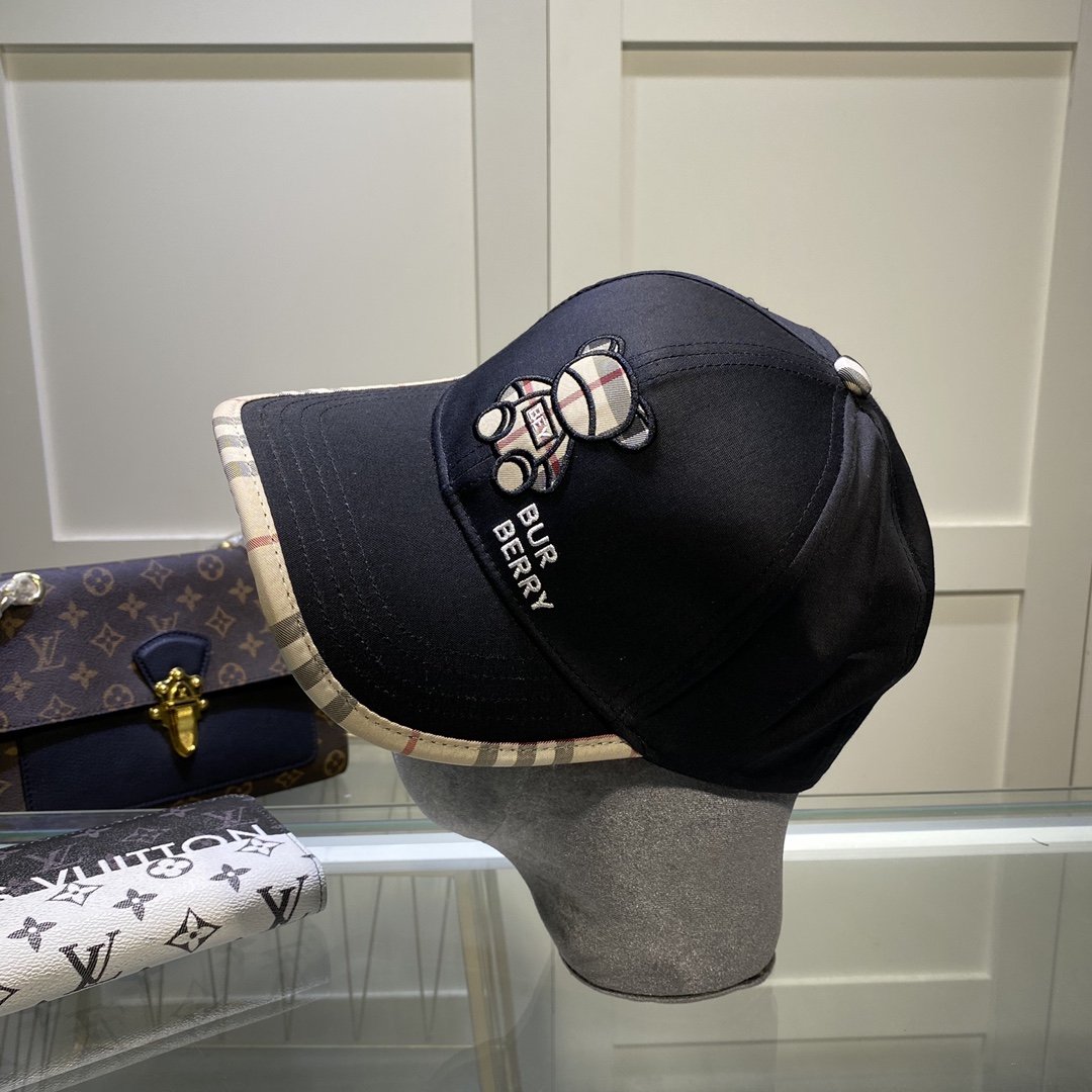 Burberry Monogram Motif Icon Stripe Cotton Baseball Cap In Black - Soul Replicas