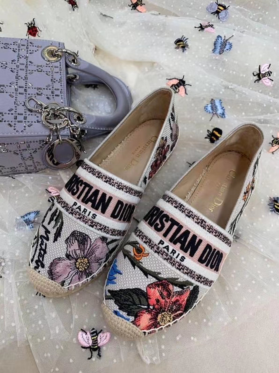 Christian Dior Granville Espadrille Embroidered Cotton Multi Color For Women CD - Soul Replicas