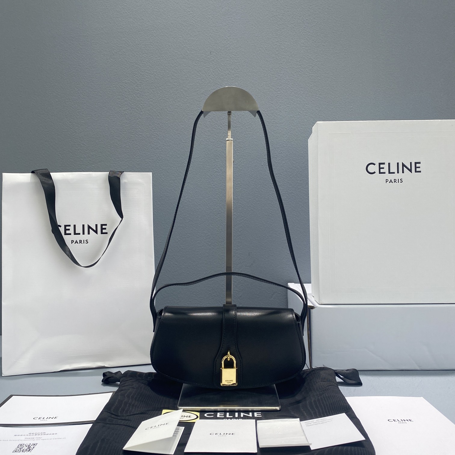 Celine Clutch On Strap Black For Women 7in/18cm  - Soul Replicas