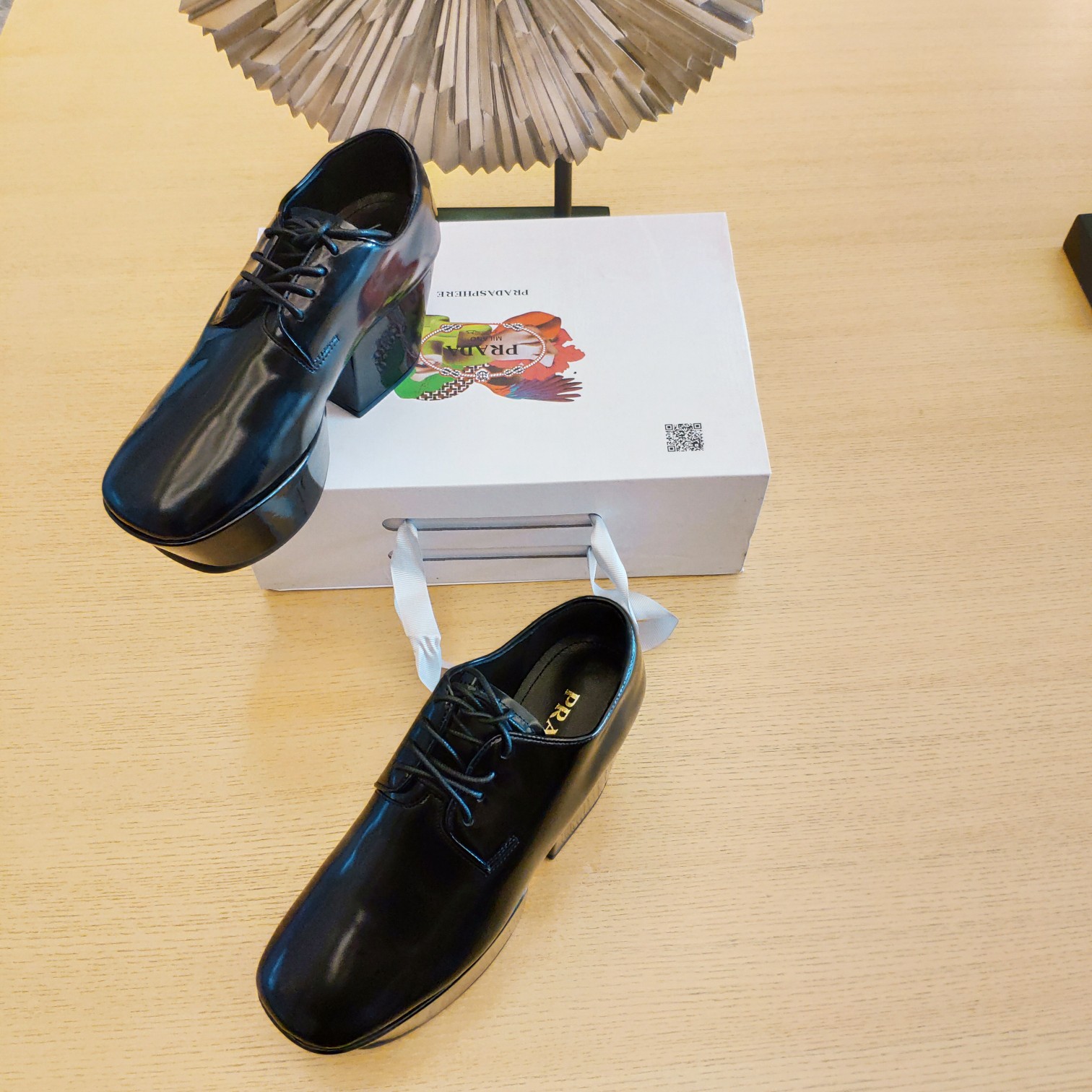 Prada Platform Lace-Ups Shoes Black For Women 2.75in/70mm Prada - Soul Replicas