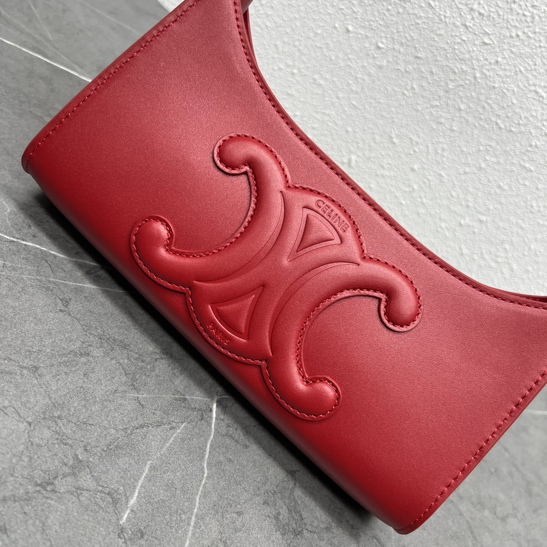 Celine Cuir Triomphe Shoulder Bag Red For Women 9.4in/24cm - Soul Replicas