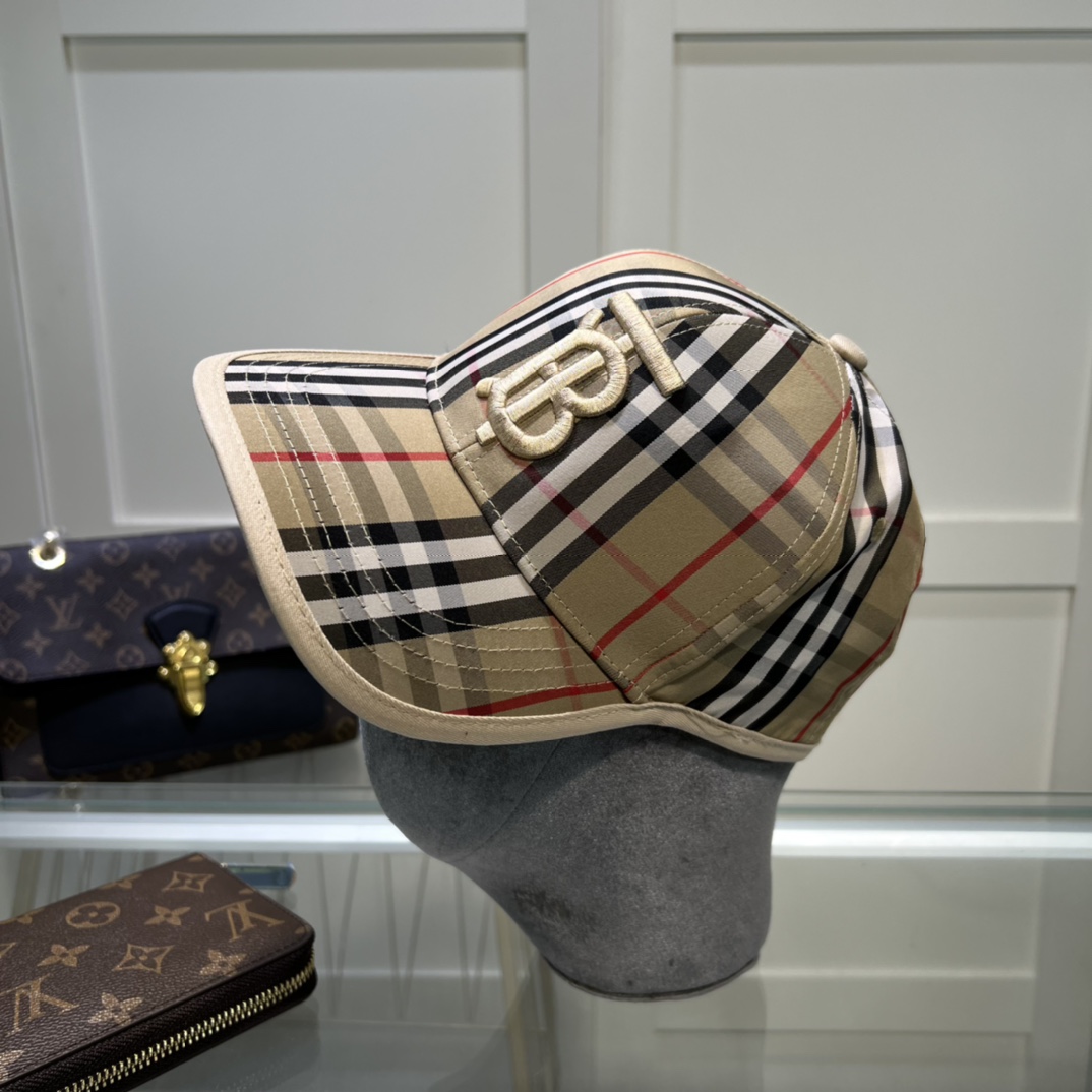 Burberry Monogram Motif Icon Stripe Cotton Baseball Cap Beige - Soul Replicas
