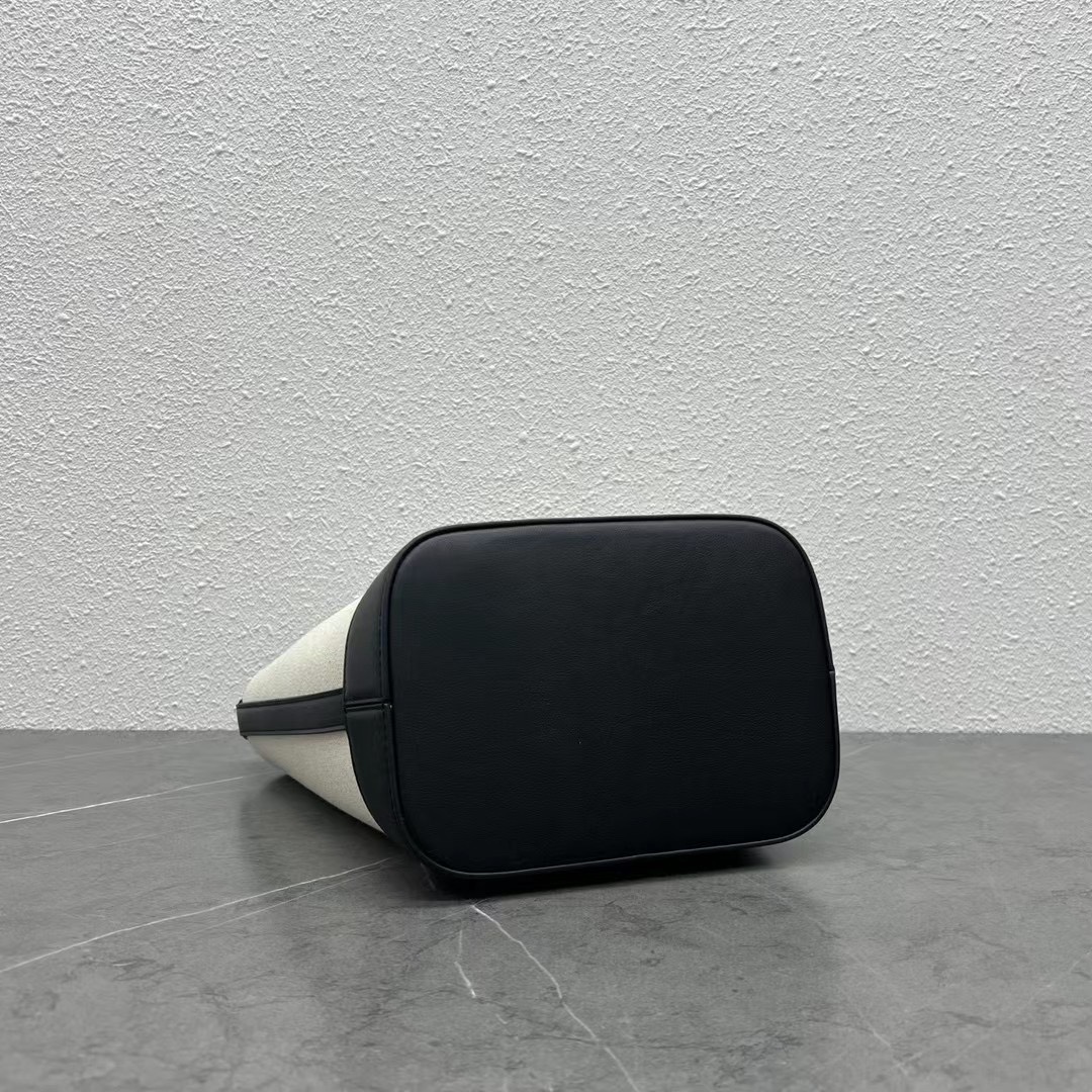 Celine Small Bucket Cuir Triomphe In Textile Natural / Black For Women 9in/22cm - Soul Replicas