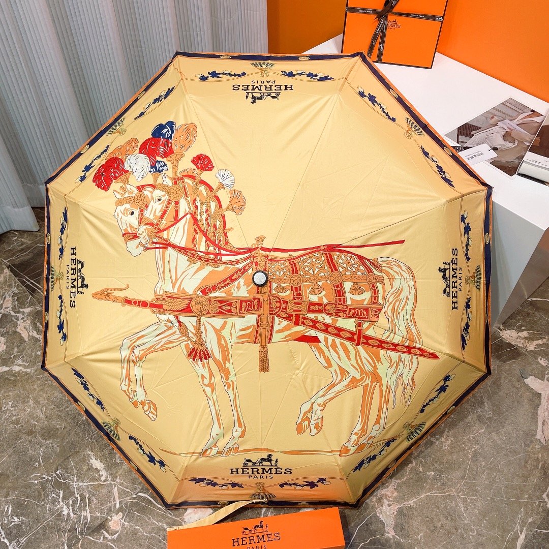 Hermes Pluie De H Folding Umbrella Beige - Soul Replicas