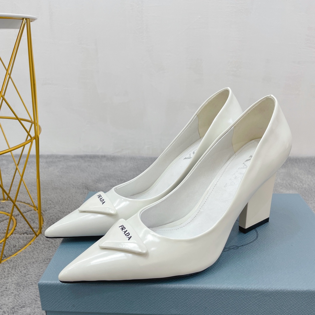Prada Brushed Pumps White For Women Prada - Soul Replicas