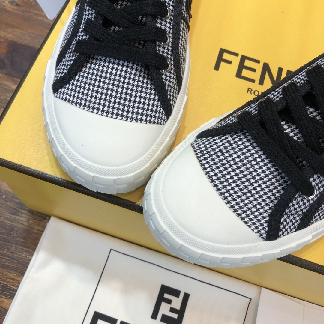 Fendi Domino Fabric Sneakers Black For Women - Soul Replicas