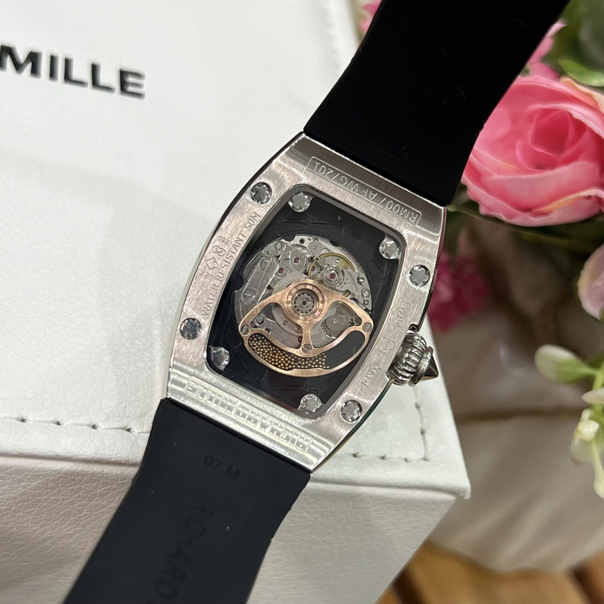 Richard Mille Replica Watch RM007 Black Dial Full CZ 36mm - Soul Replicas
