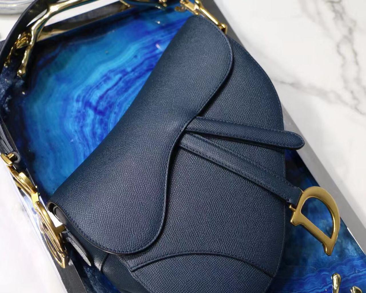 Christian Dior Saddle Shoulder Bag Blue For Women 7in/17cm CD - Soul Replicas