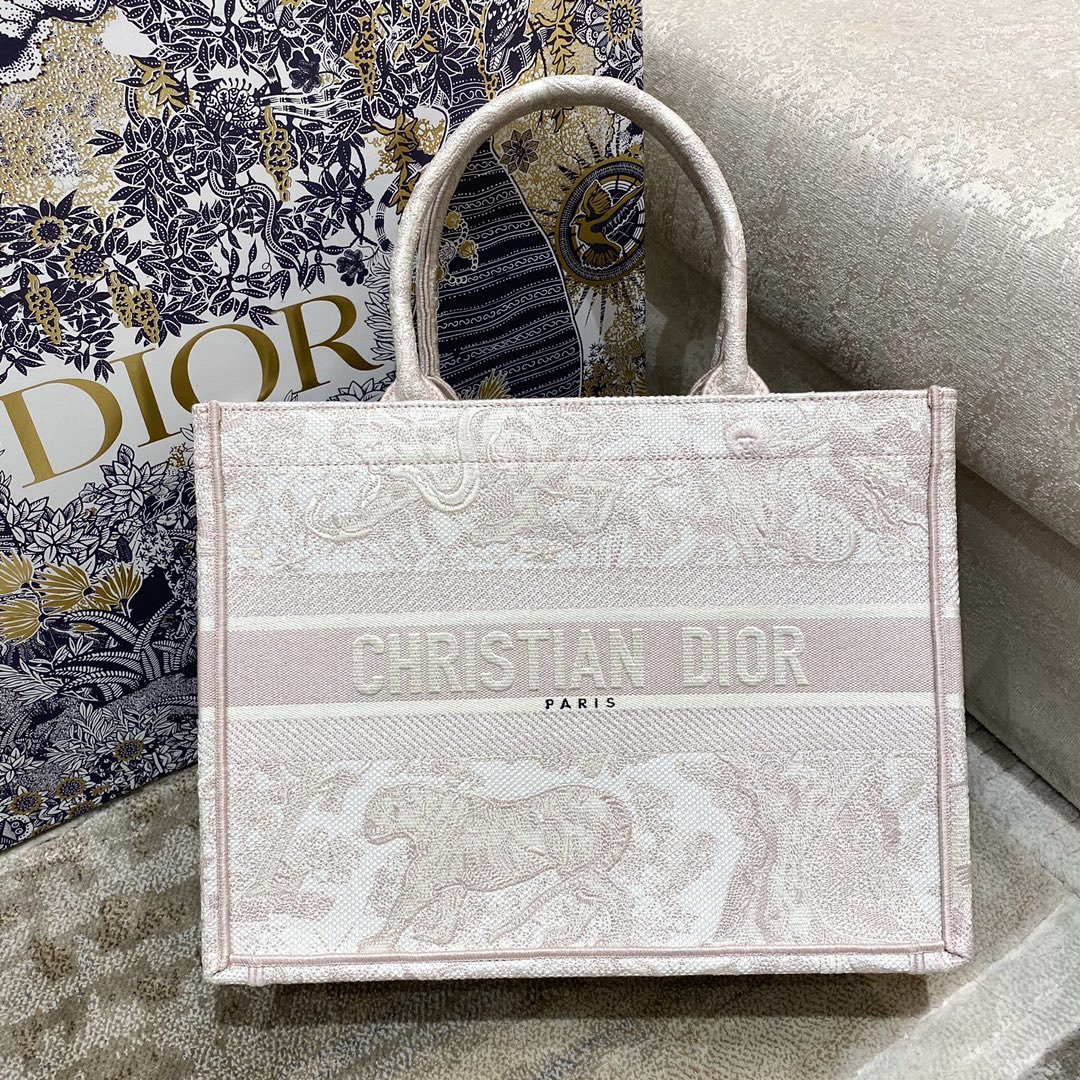 Christian Dior Medium Dior Book Tote Pink Toile de Jouy Reverse Embroidery. Light Pink. For Women Women's Handbags. 36cm CD - Soul Replicas