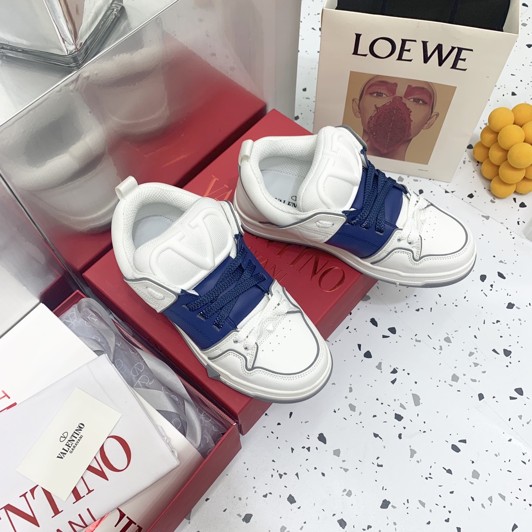 Valentino Garavani Open Skate Sneakers With Patent Band Blue For Women WS0FB1DXI - Soul Replicas