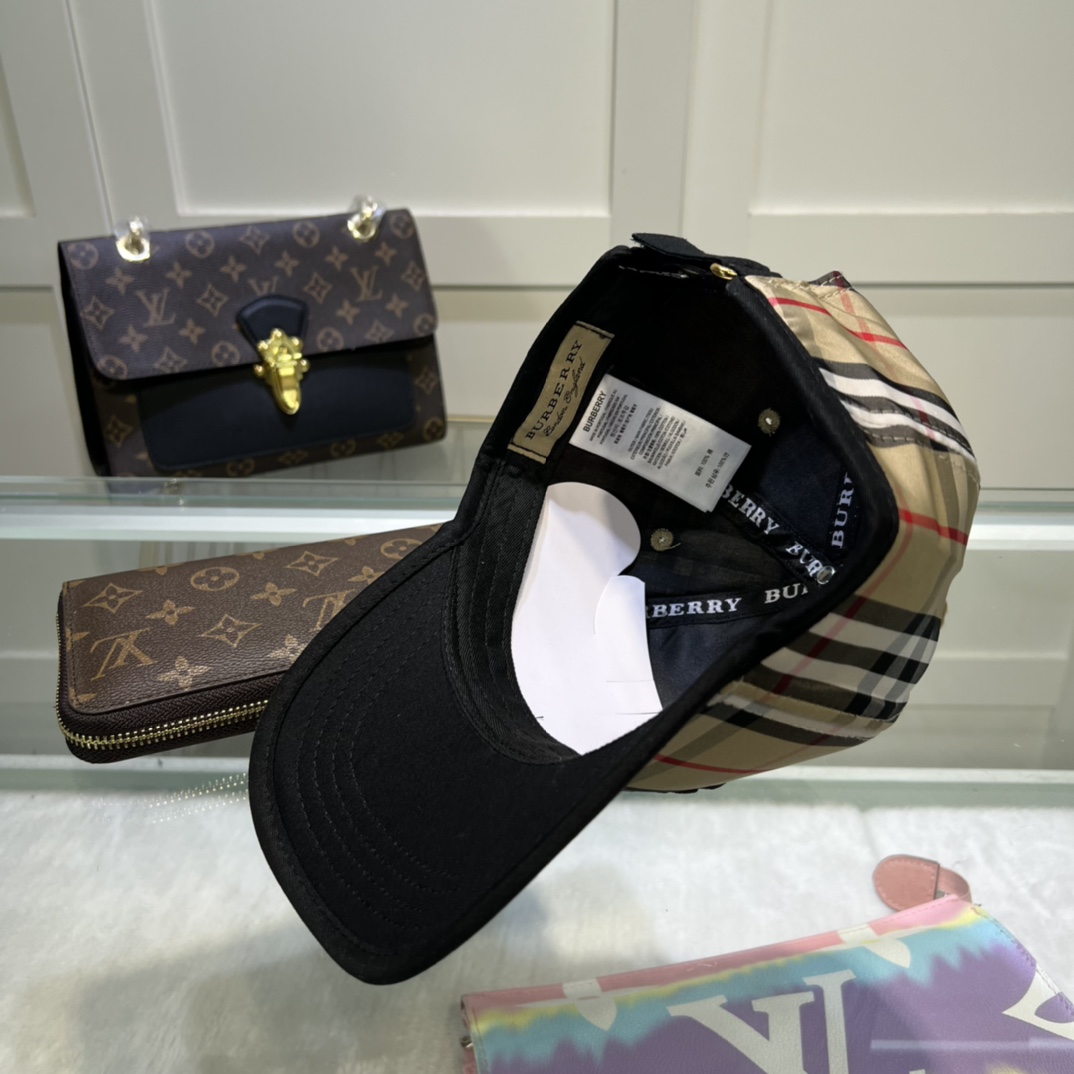 Burberry Monogram Motif Icon Stripe Cotton Baseball Cap Beige - Soul Replicas