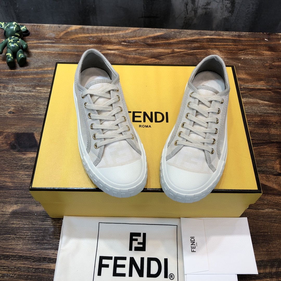 Fendi Domino Fabric Sneakers Grey For Women - Soul Replicas