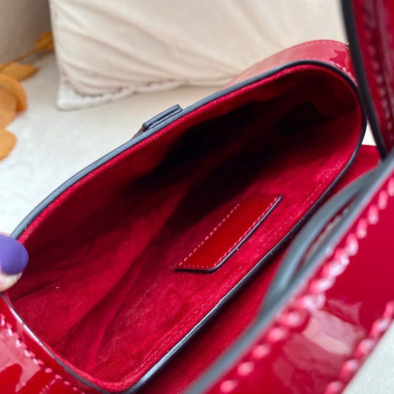 Christian Dior Micro Saddle Bag Red Patent Gold Toned Hardware For Women 19.5cm/7.6in CD - Soul Replicas