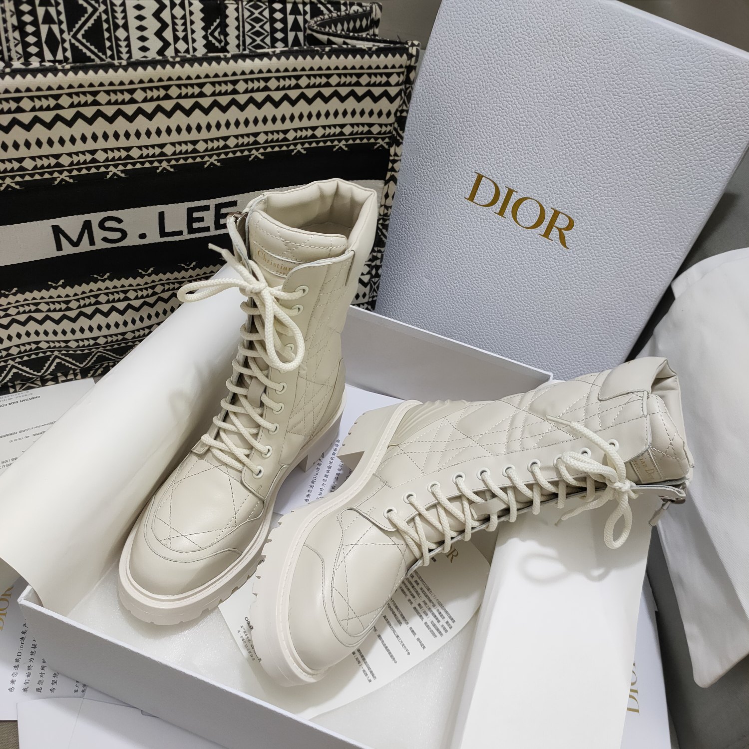 Christian Dior Women's D-Leader Ankle Boot White For Women CD KCI733CQC_S03W - Soul Replicas