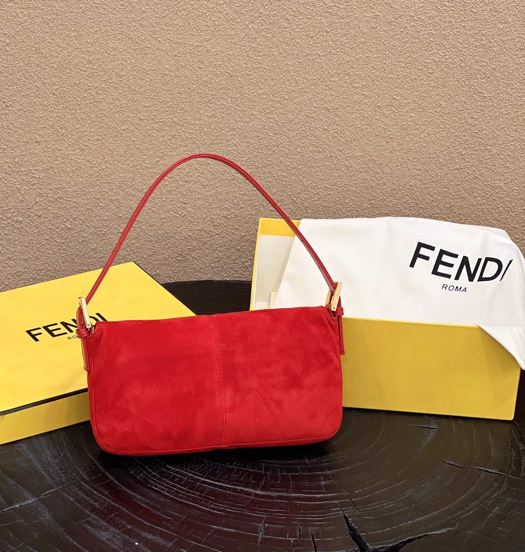 Fendi Baguette Red Bag For Woman 25cm/9.5in - Soul Replicas