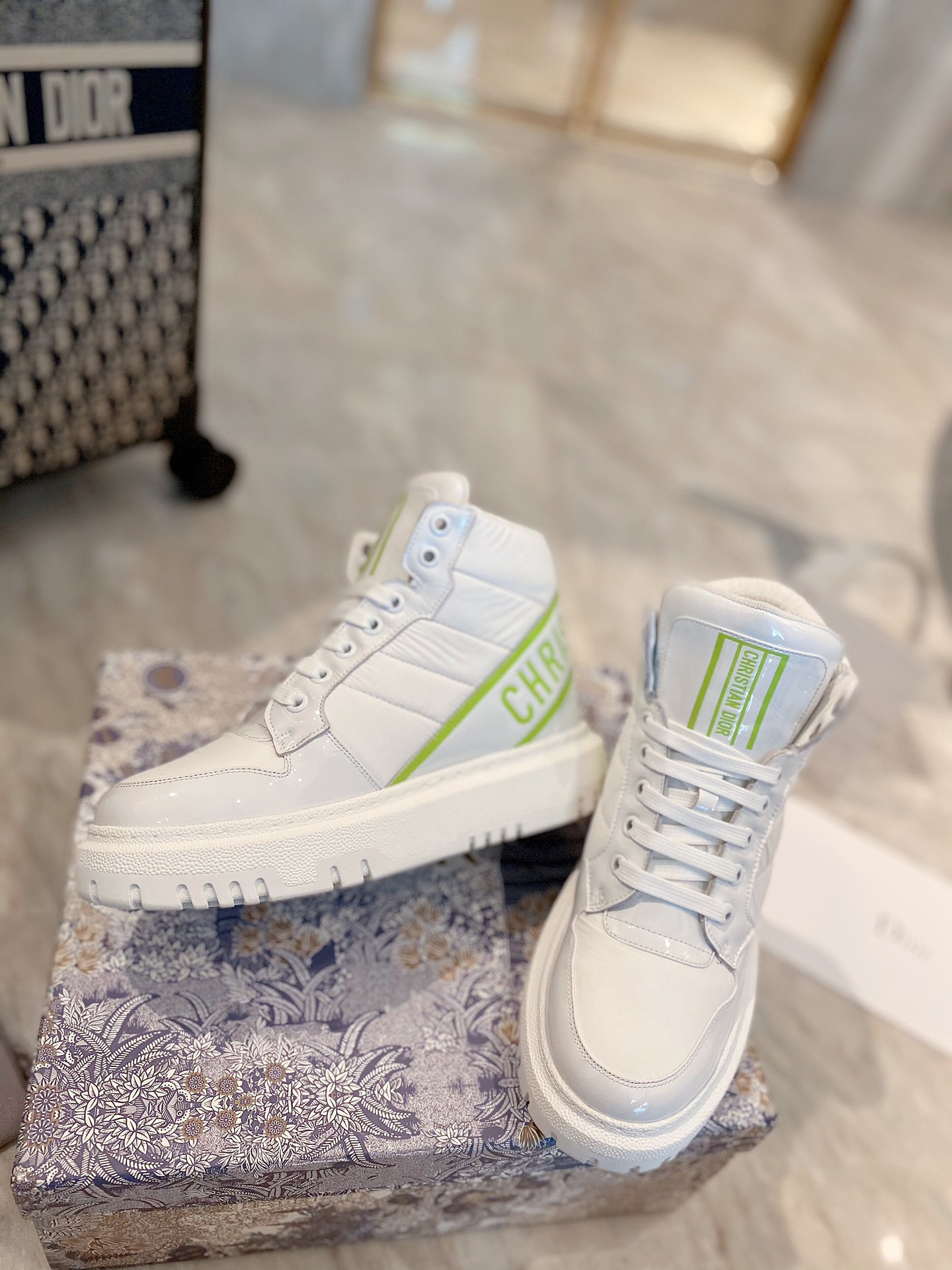 Christian Dior D-Player Patent-Trim White/Green For Women CD - Soul Replicas