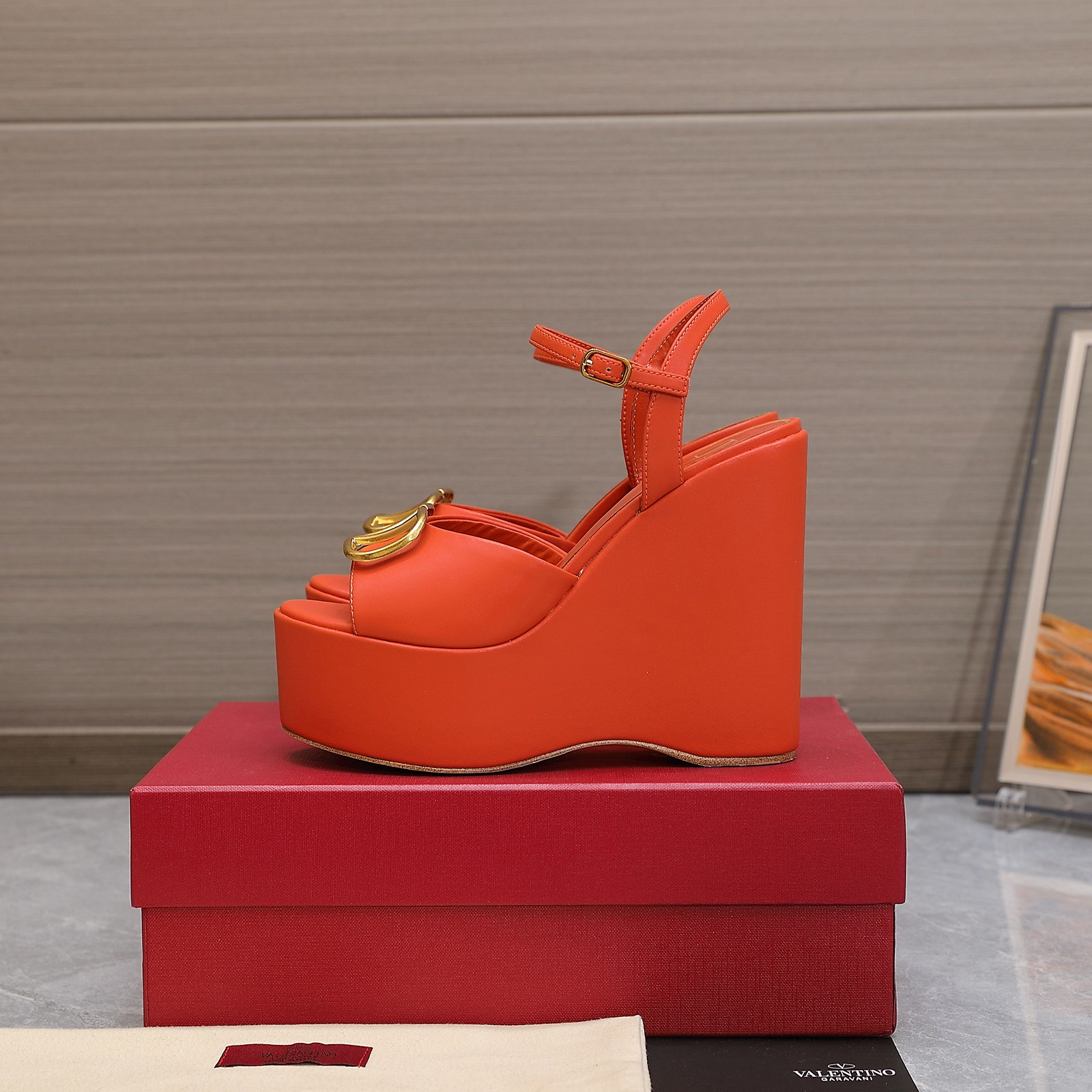 Valentino Garavani Block Heel Platform Sandals Orange For Women XW2S0DU9/DSH - Soul Replicas
