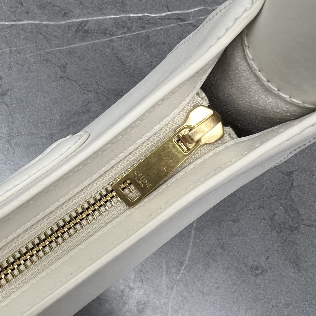 Celine Cuir Triomphe Shoulder Bag White For Women 9.4in/24cm - Soul Replicas