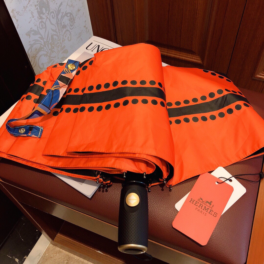 Hermes Pluie De H Folding Umbrella Orange - Soul Replicas