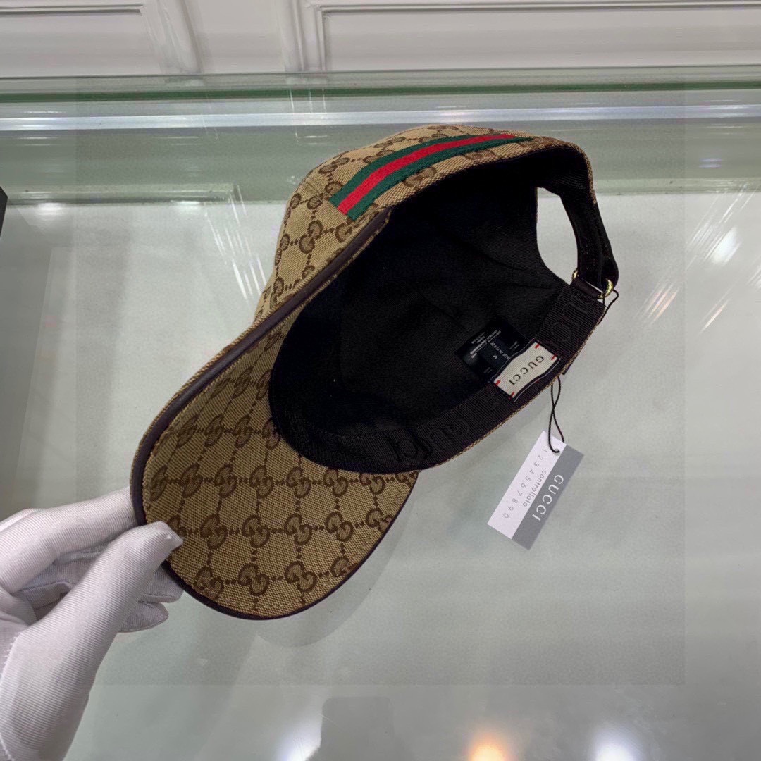 Original Gucci Canvas Baseball Hat With Web Beige/Ebony Gucci Hat - Soul Replicas