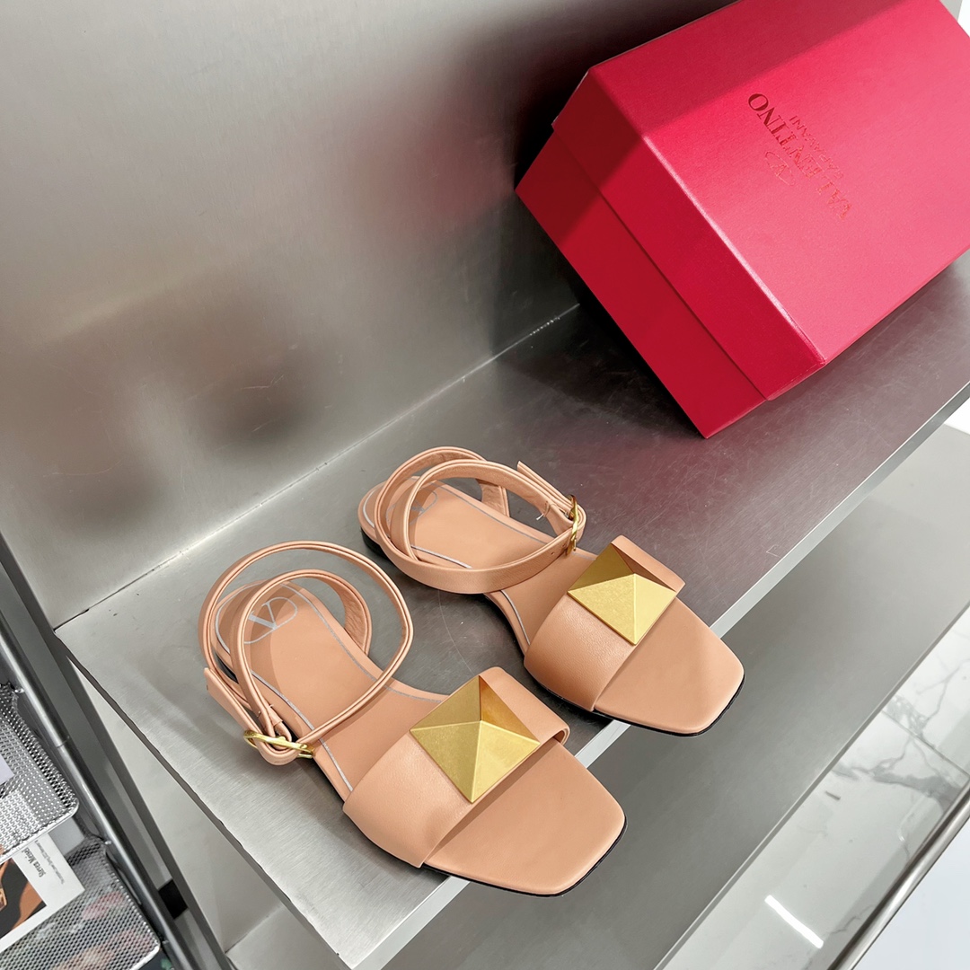 Valentino Garavani One Stud Ankle Strap Sandals Light Pink For Women XW0S0EI3CYI - Soul Replicas