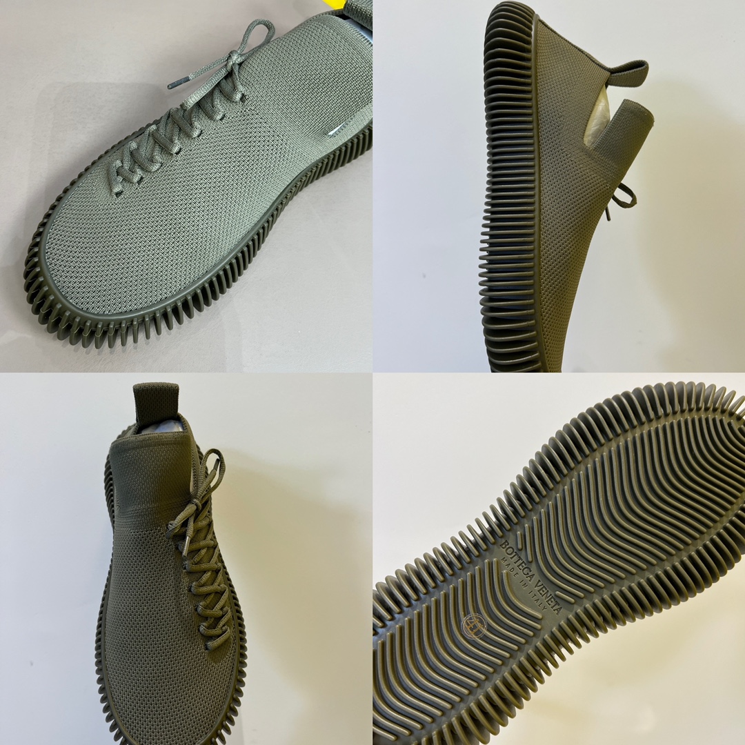 Bottega Veneta Men's Ripple Slip-On Tech Knit Sneakers Dark Green For Men 690112V1T103398 - Soul Replicas