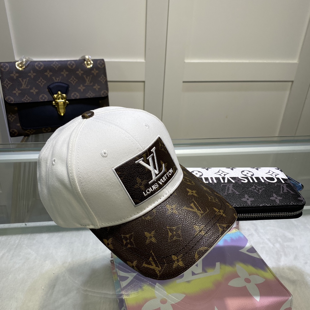 Louis Vuitton Embroidered Logo Baseball Cap White LV Cap - Soul Replicas