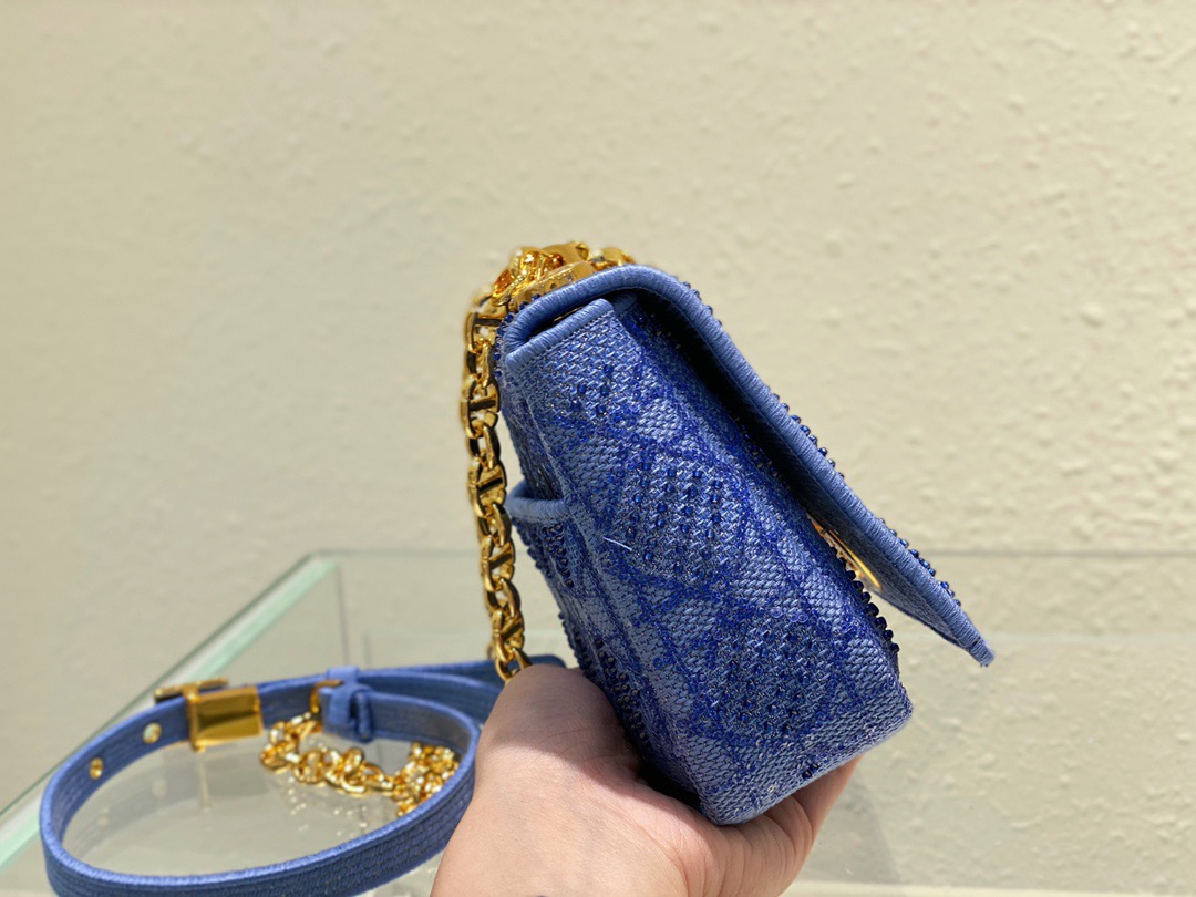 Christian Dior Medium Dior Caro Bag Blue. For Women. Women's Handbags 25.5cm/10in CD - Soul Replicas