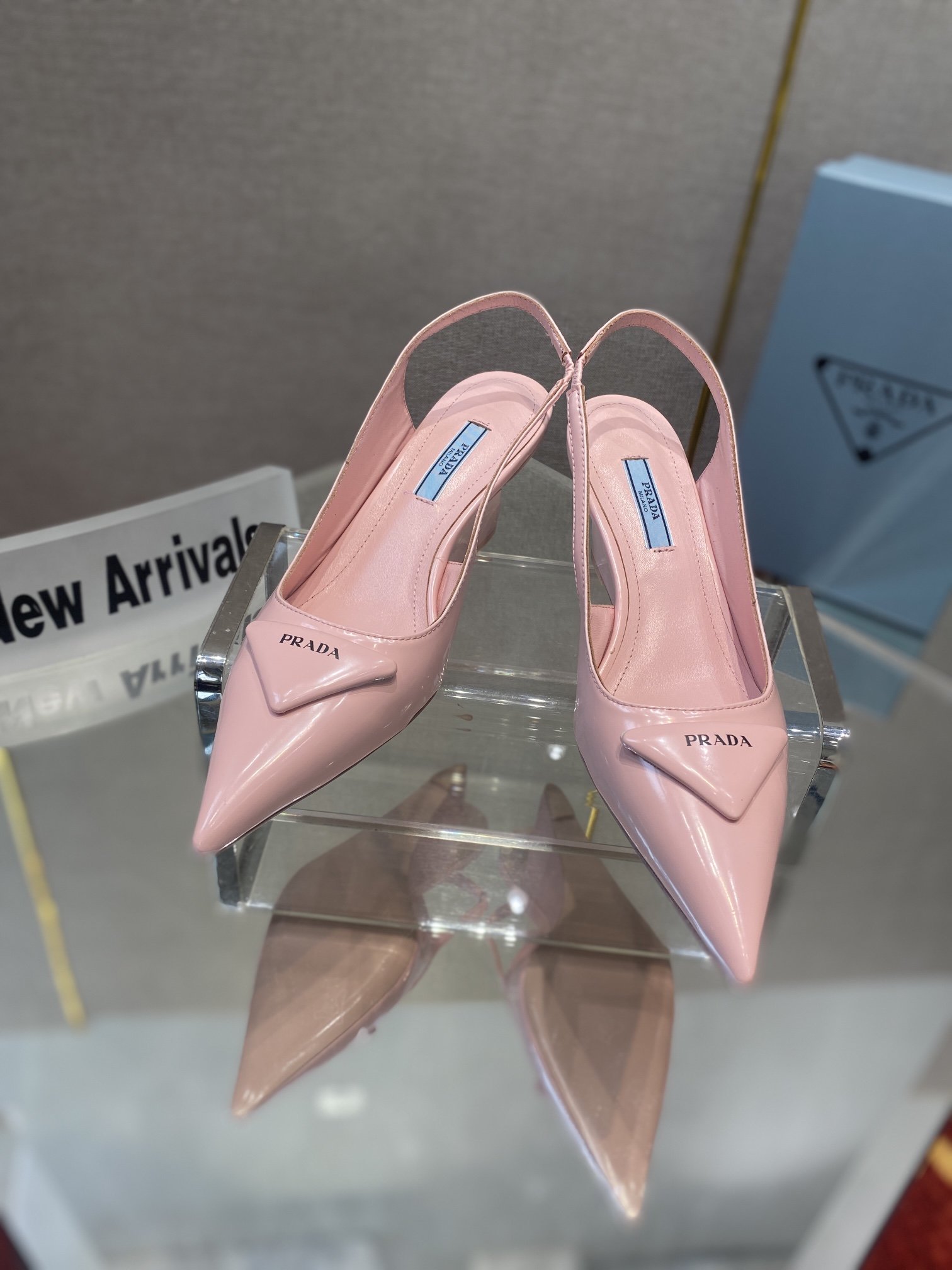 Prada Brushed Slingback Pumps Pink For Women 2.6in/65mm Prada - Soul Replicas