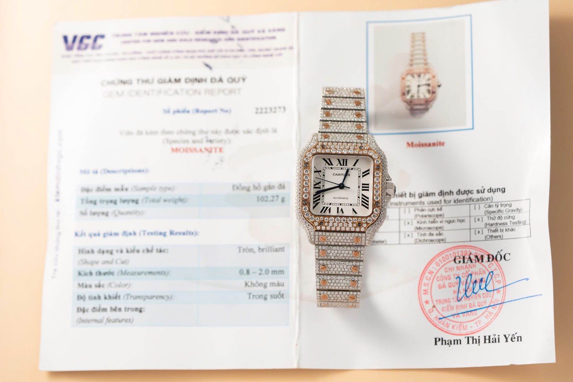 Cartier Santos Replica Watch With Full Diamond Moissanite Hong Kong 35mm - Soul Replicas