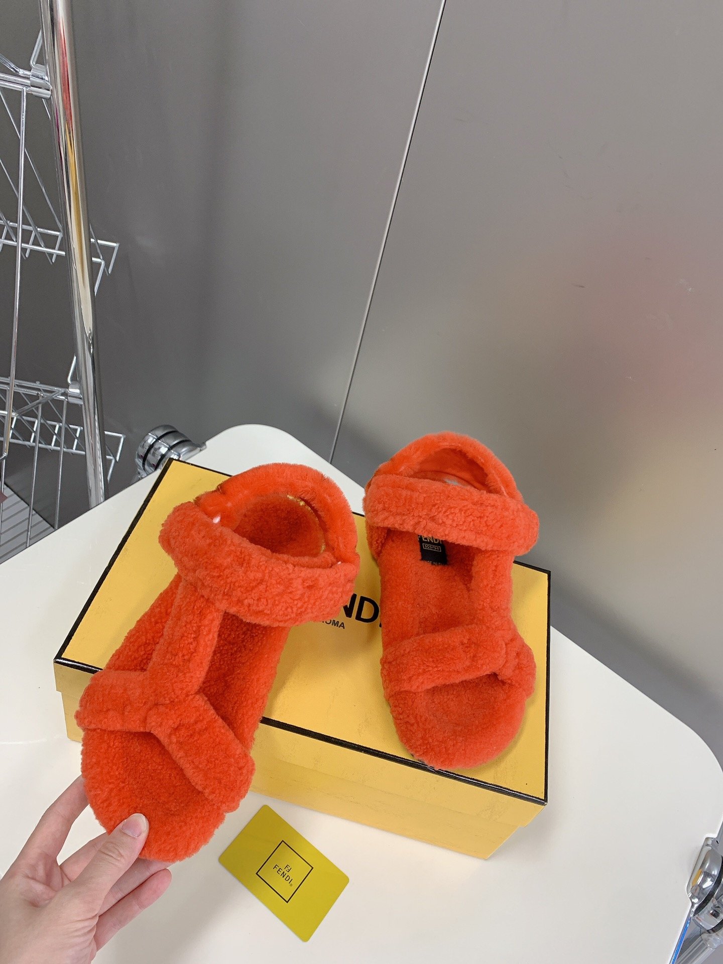 Fendi First Shearling Sandal Orange For Women - Soul Replicas