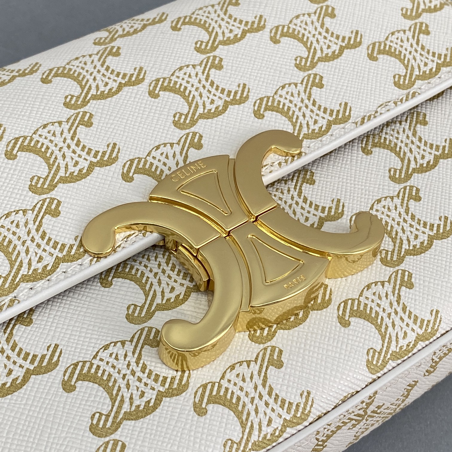 Celine Triomphe Shoulder Bag In Triomphe Canvas White For Women 8in/20cm 194142CUZ.01BC - Soul Replicas