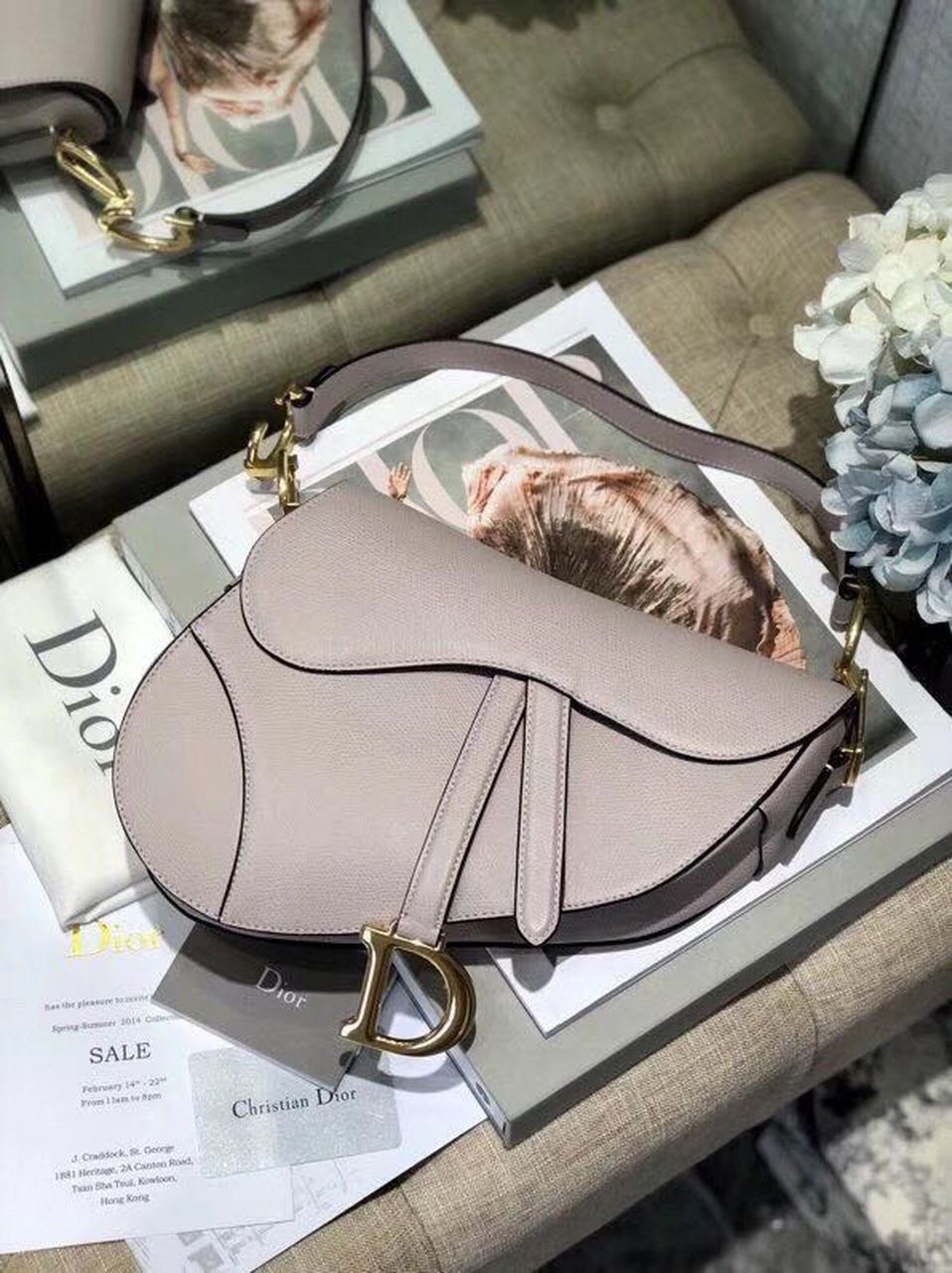 Christian Dior Saddle Bag Grained Canvas Light Pink For Women 19.5cm/7.6in CD - Soul Replicas