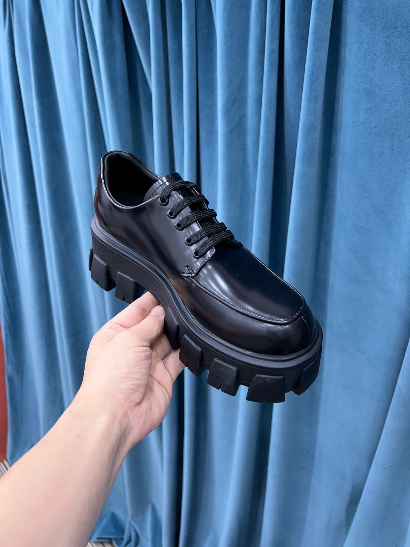 Prada Monolith Brushed Lace-Up Shoes Black For Women 2.4in/60mm Prada 2EE356_B4L_F0002 - Soul Replicas