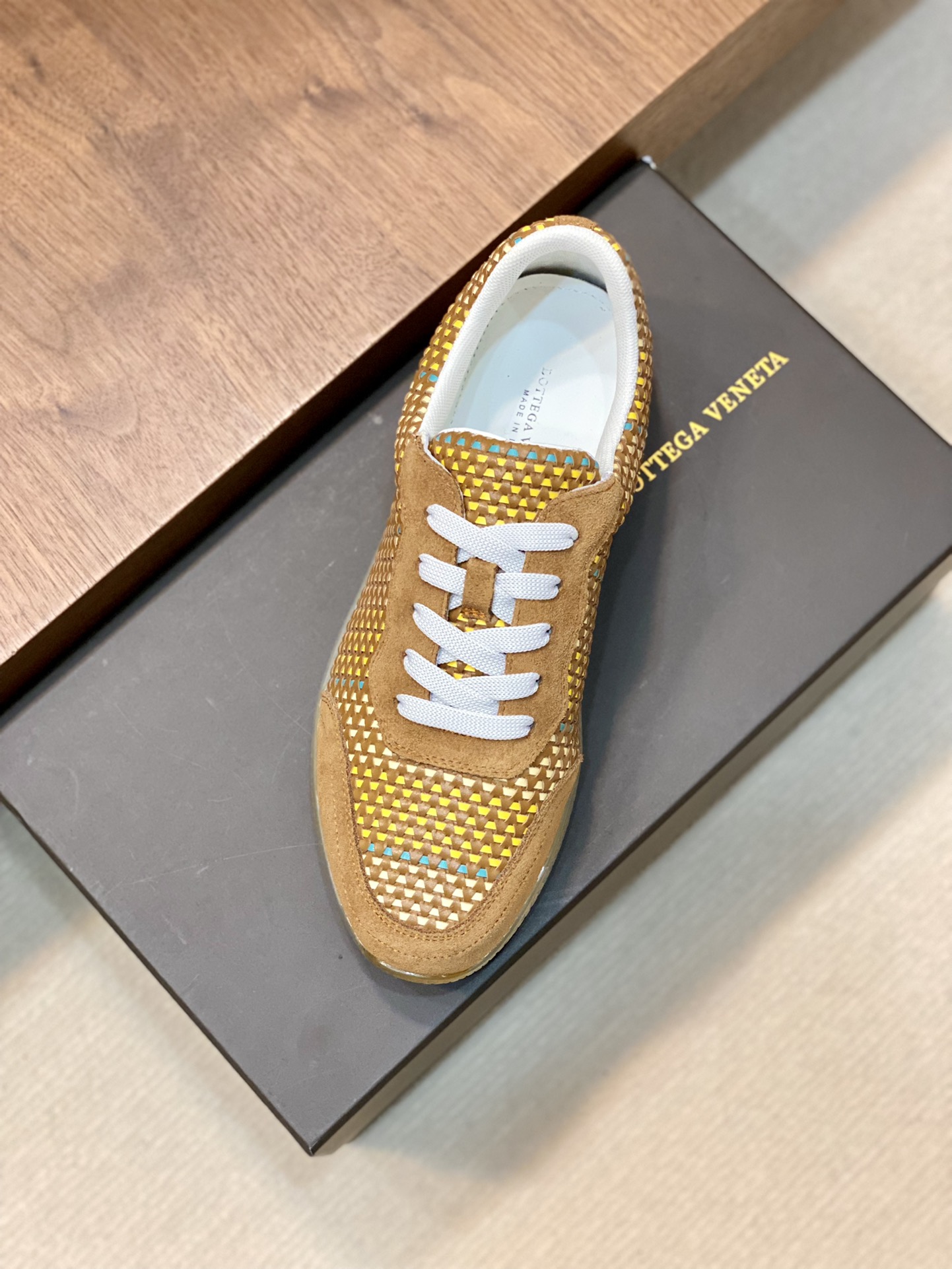 Bottega Veneta Men's Knit Sneakers Yellow For Men - Soul Replicas