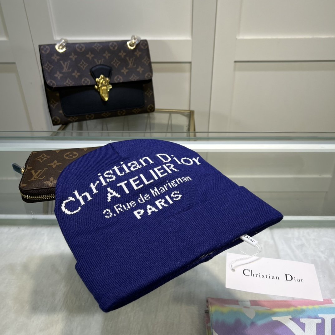 Dior Pompom Beanie In Blue - Soul Replicas