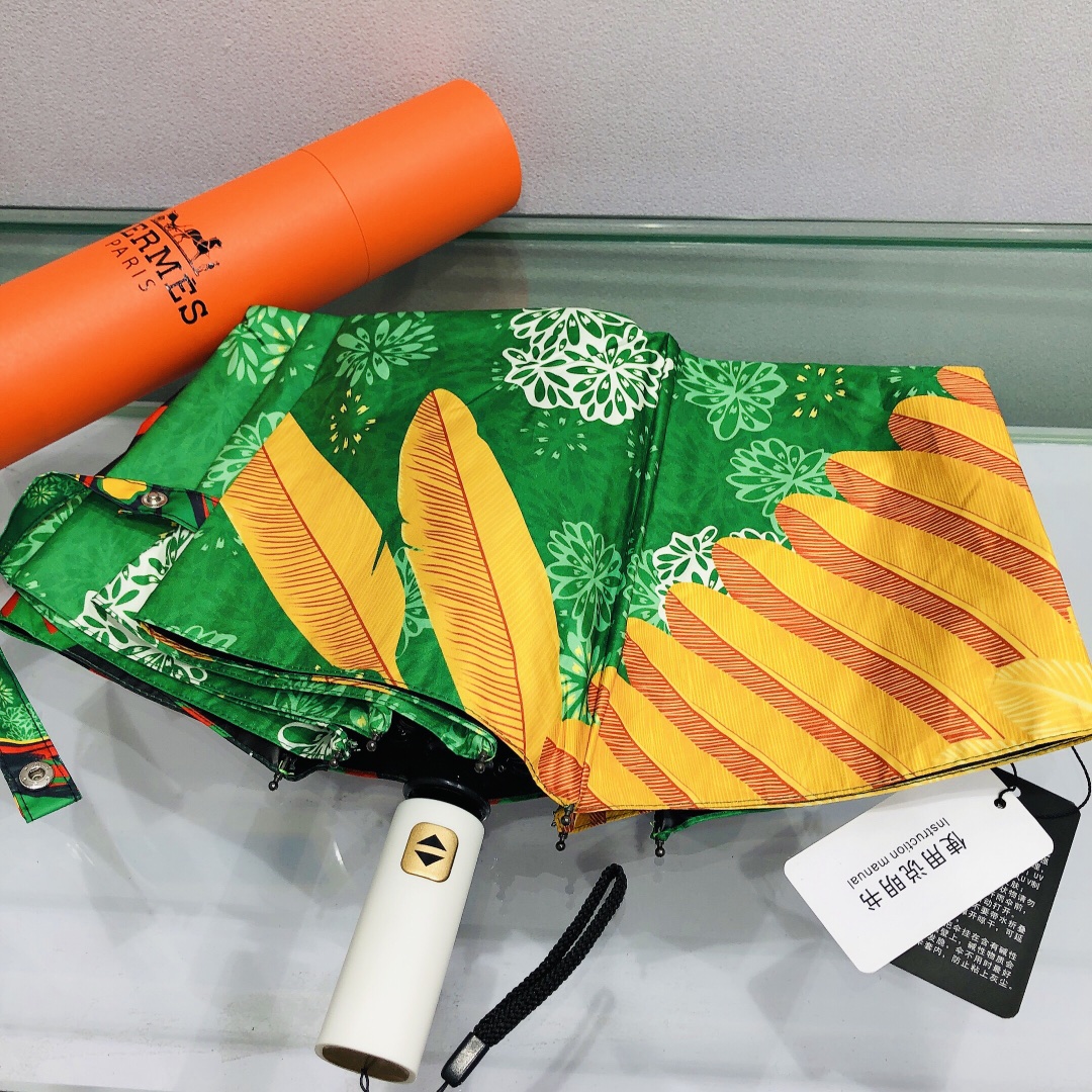 Hermes Pluie De H Folding Umbrella Green - Soul Replicas