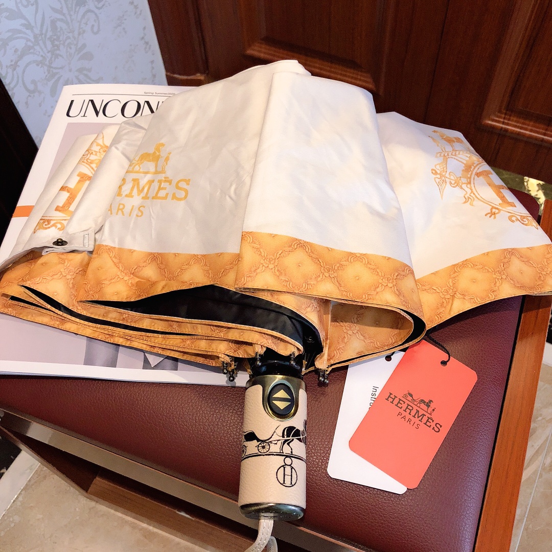 Hermes Pluie De H Folding Umbrella White - Soul Replicas