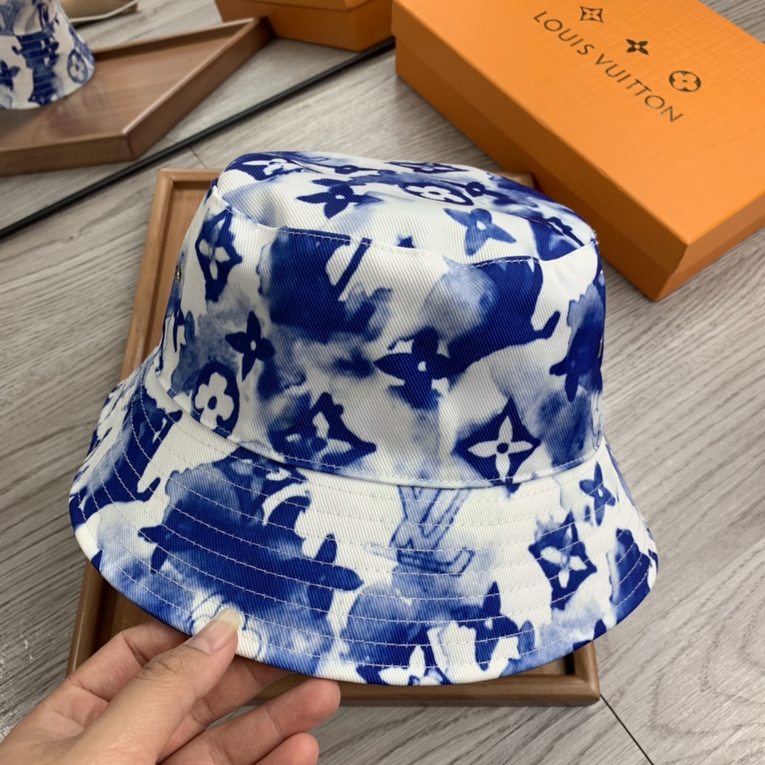 Louis Vuitton Monogram Bucket Hat Blue Watercolor LV Hat - Soul Replicas
