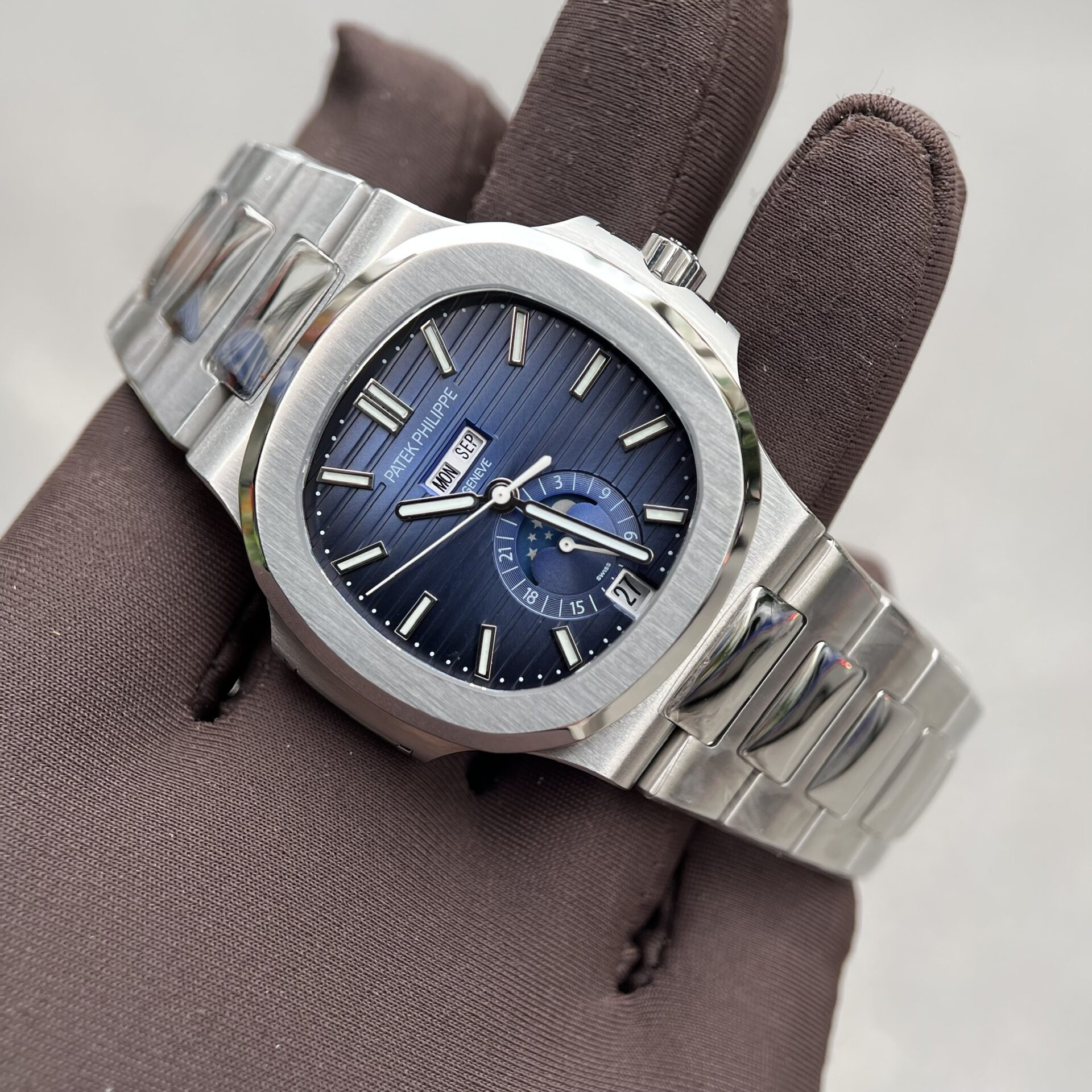 Patek Philippe 5726G Replica Watch Steel Strap Blue Dial 40.5mm - Soul Replicas