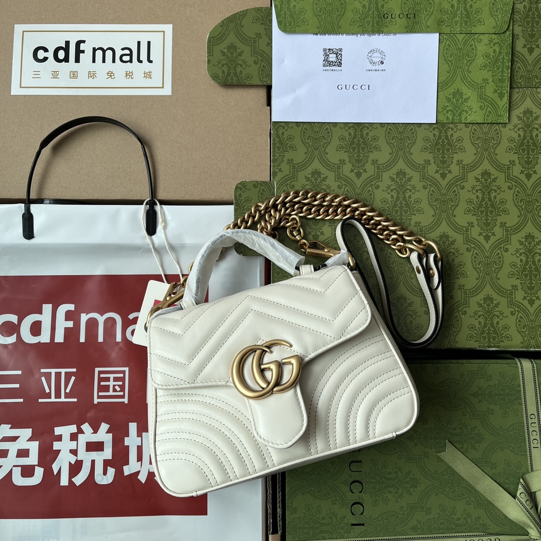Gucci Marmont Mini Top Handle Bag White For Women. Women-s Bags 8.3in/21cm Gucci ‎547260 DTDIT 9022 - Soul Replicas