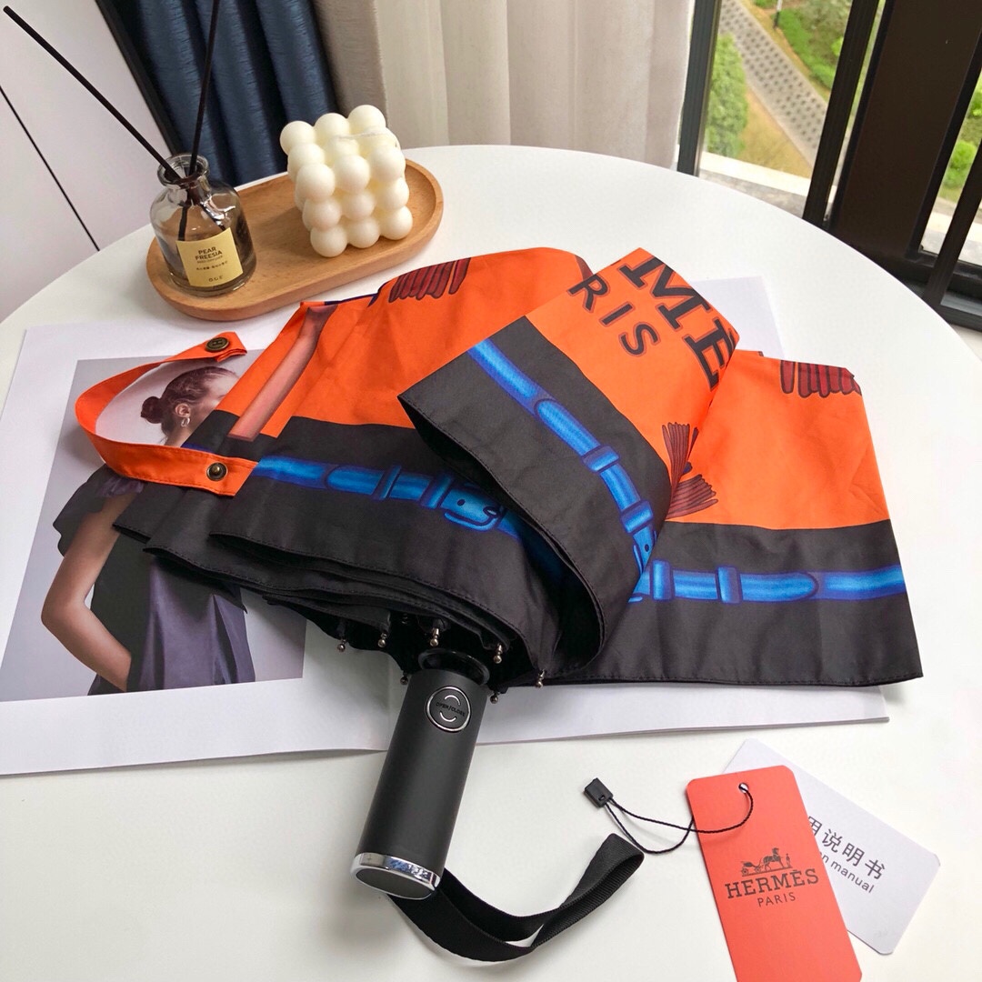 Hermes Pluie De H Folding Umbrella Orange - Soul Replicas
