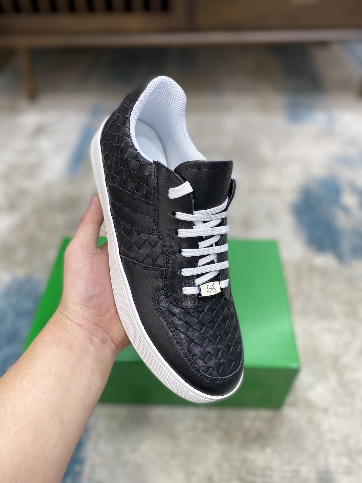 Bottega Veneta Men's With Wave Line Sneakers Black For Men - Soul Replicas