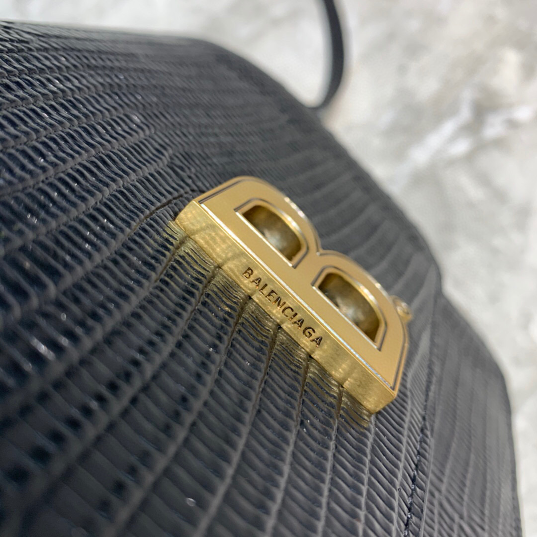 Balenciaga B Small Lizard Effect Cross-body Bag In Black. For Women. Women-s Bags 7in/18cm - Soul Replicas