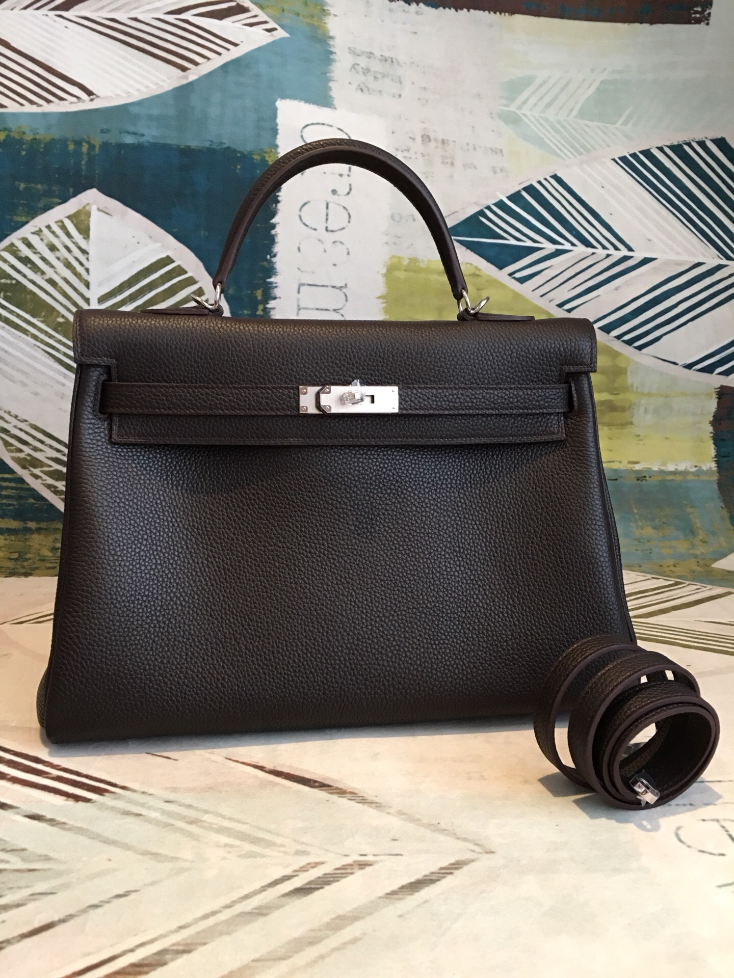 Hermes Kelly Retourne 35 Black Togo Palladium Hardware For Women 13.7in/35cm - Soul Replicas
