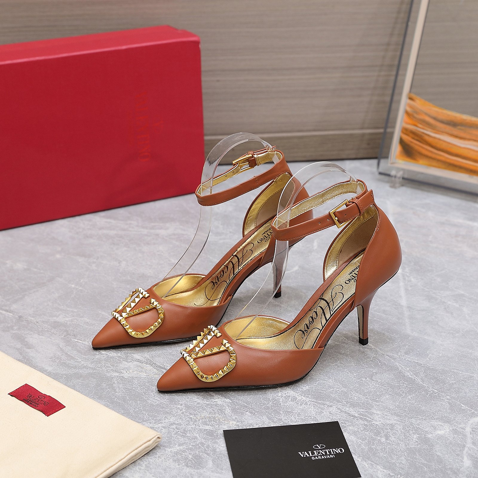 Valentino Garavani Rockstud Alcove Pumps Brown For Women - Soul Replicas